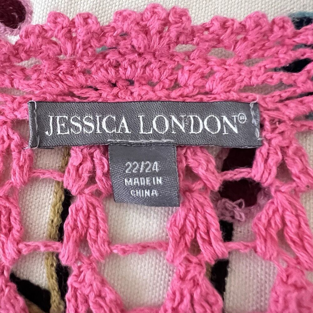Jessica London Open Crochet Cardigan - Pink - Picture 7 of 8